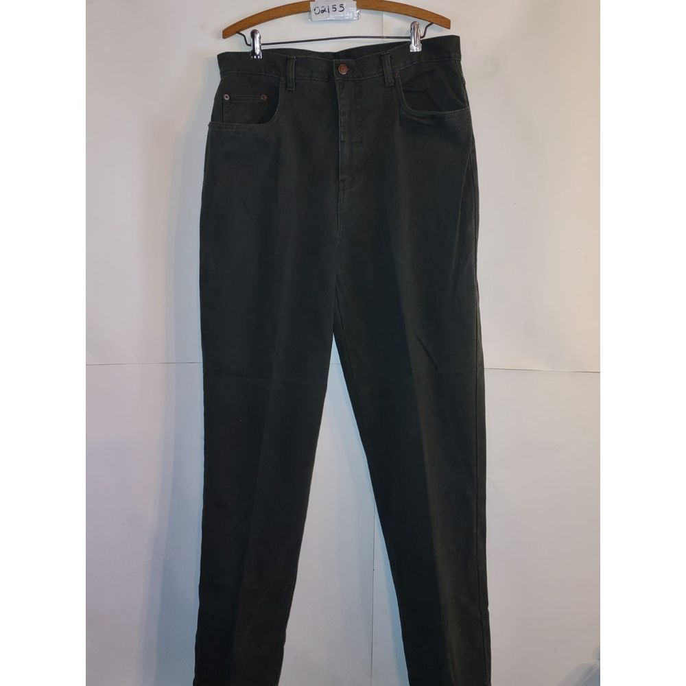 Bill Blass Women Jeans Easy Fit Mom Denim Tapered High Waist Olive Green Size 14